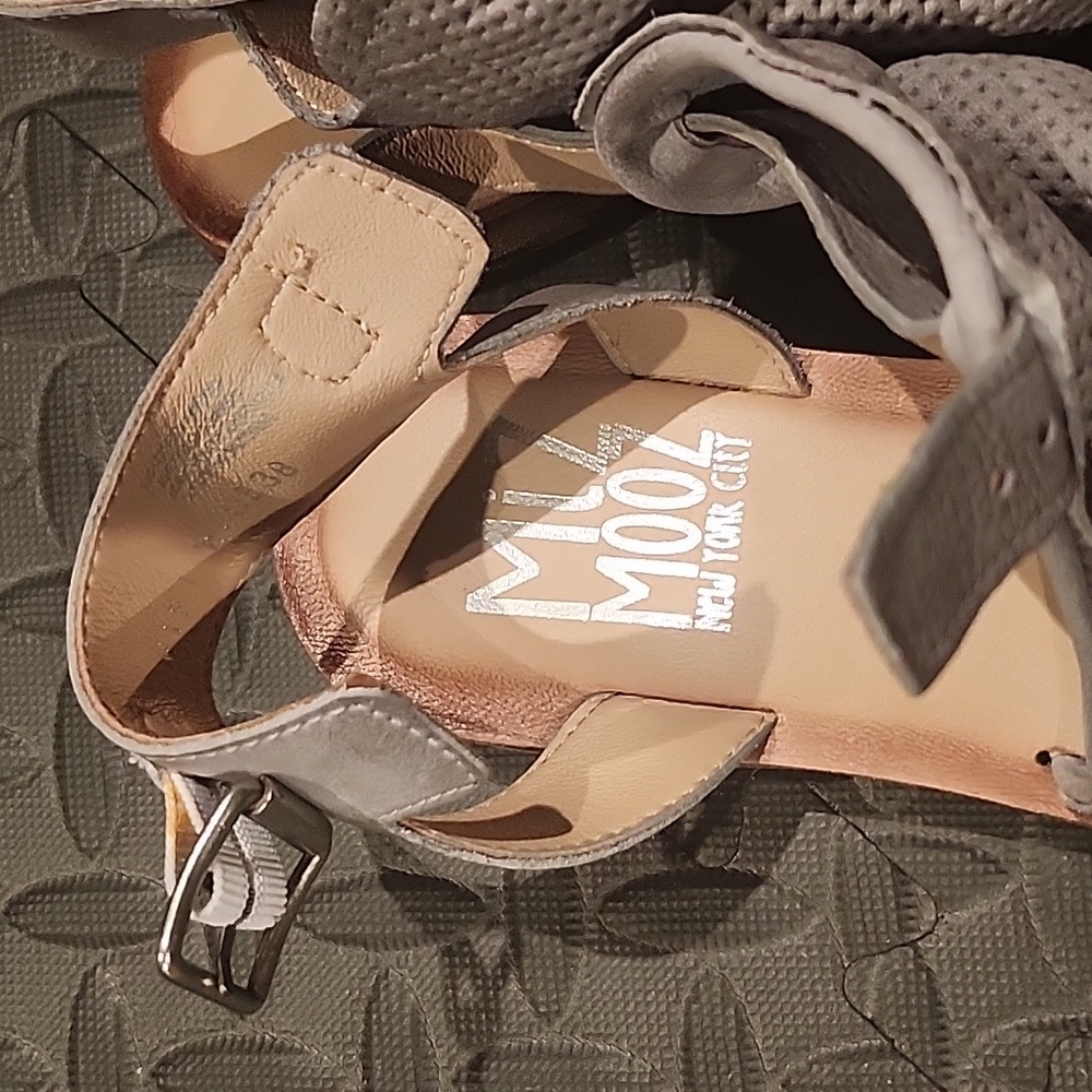 Miz Mooz Gray Perforated Leather Sandals - Picture 3 of 6
